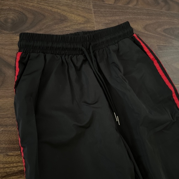(BRAND NEW) Black Track Pants w/ Red Stripes - Picture 2 of 3